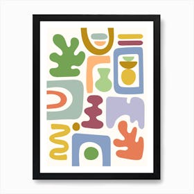 Abstract Colorful Matisse Inspired Cutouts Art Print
