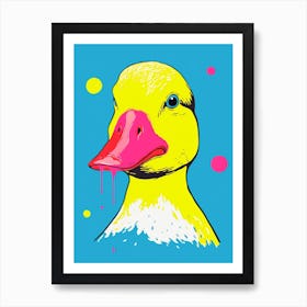 Yellow Pink & Blue Duck Portrait 2 Art Print