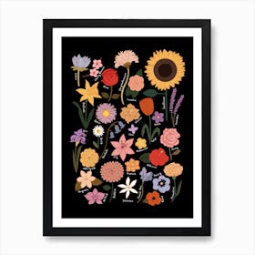 Flower Chart In Black Art Print