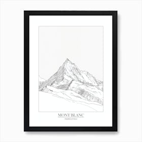 Mont Blanc France Italy Line Drawing 1 Poster Art Print