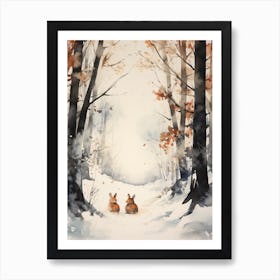 Winter Watercolour Rabbit 2 Art Print