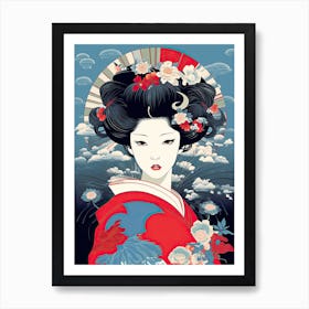Geisha Flat Illustration  1 Art Print