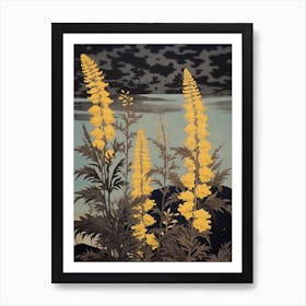 Nokanzou Goldenrod 3 Vintage Botanical Woodblock Art Print
