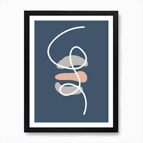 Abstract Lines And Shapes Blue Art Print