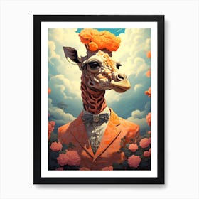 Giraffe With Flowers 4 Art Print