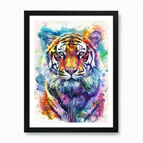 Bengal Tiger Colourful Watercolour 3 Art Print