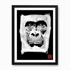 Gorialla Face in black Art Print