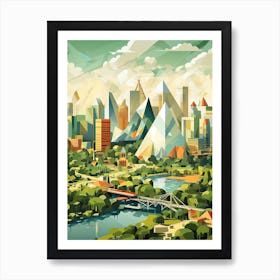 Beijing, China, Geometric Illustration 2 Art Print