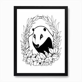 Line Art Jungle Animal Tamandua 2 Art Print