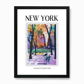 Washington Square Park New York Colourful Silkscreen Illustration 1 Poster Art Print