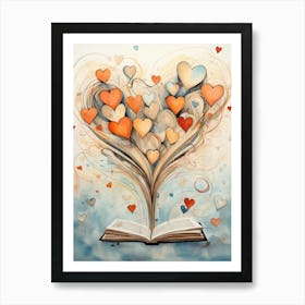 Swirl Storybook Open Novel Heart Art Print