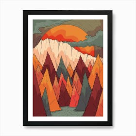 Autumn River Valley Art Print