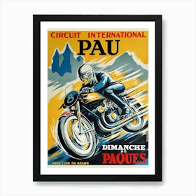 1950 Pau Grand Prix Motorcycle Race Poster Art Print