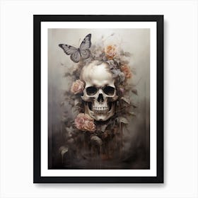 Skull And Roses Art Print