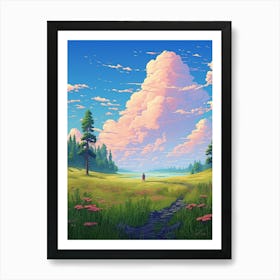 Prairie Landscape Pixel Art 1 Art Print