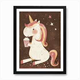 Muted Pastels Unicorn Eating Popcorn 1 Art Print