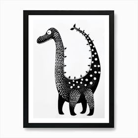 Polka Dot Black & White Dinosaur Art Print