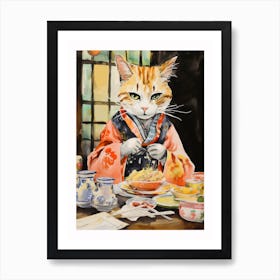 Moody Japanese Cat Playing Cards Art Print