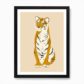 Cute Tiger - Beige Art Print