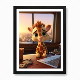 Sweet Baby Giraffe's Learning Journey Print Art Print