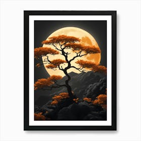 Asian Tree With Moon Art Print