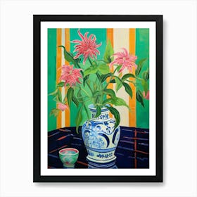 Flowers In A Vase Still Life Painting Bee Balm 1 Art Print