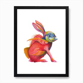 Fishy Hare Sitting Weird Creatures Art Print