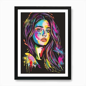 Girl With Colorful Paint Art Print