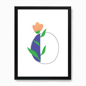 Living Room Floral Letters Purple 15 Art Print