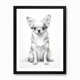 Chihuahua Dog, Line Drawing 4 Art Print