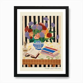 Books And Flowers Art Print