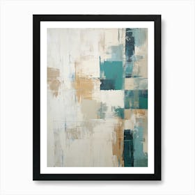 Teal And Beige Abstract Raw Painting 3 Art Print