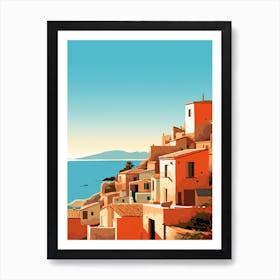 Abstract Illustration Of Spiaggia Di Tuerredda Sardinia Italy Orange Hues 3 Art Print