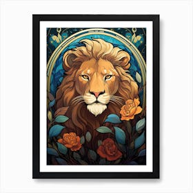 Lion Art Painting  Art Nouveau 2 Art Print