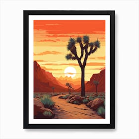  Retro Illustration Of A Joshua Trees At Dawn In Desert 5 Art Print