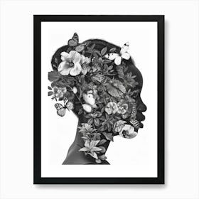 Portrait Of A Woman With Flowers 10 Art Print