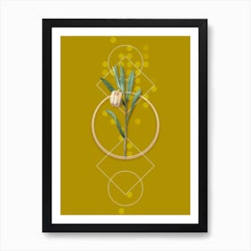 Vintage Fritillaria Latifolia Botanical with Geometric Line Motif and Dot Pattern n.0209 Art Print