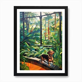 Painting Of A Dog In Central Park Conservatory Garden, Usa In The Style Of Matisse 03 Art Print