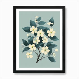 Dogwood Tree Flat Illustration 1 Art Print