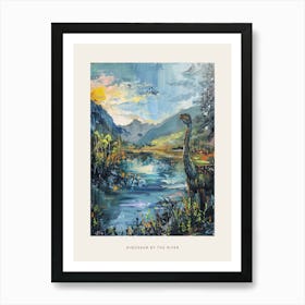 Dinosaur Relaxing By The River Painting Poster Art Print
