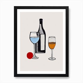 Côtes De Provence Rosé Picasso Line Drawing Cocktail Poster Art Print