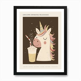 Unicorn Drinking A Rainbow Sprinkles Milkshake Uted Pastels 2 Poster Art Print