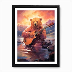 Bear Playing Guitar Art Print