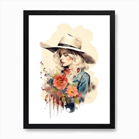 Cute Cowgirl Watercolour 3 Art Print