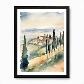 Abstract Tuscany Landscape Watercolor 2 Art Print