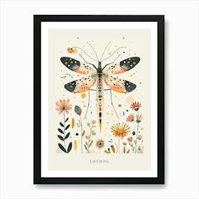 Colourful Insect Illustration Lacewing 11 Poster Art Print