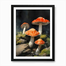 Mushrooms Painting (7) 2 Art Print