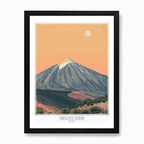 Mount Teide Spain Color Line Drawing 1 Poster Art Print