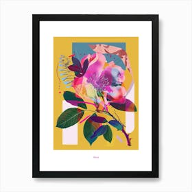 Rose 7 Neon Flower Collage Poster Art Print