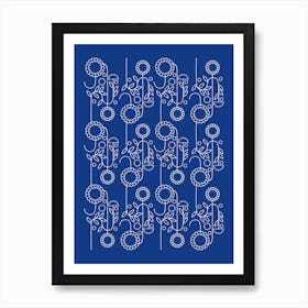 Floral Pattern Blue Background Art Print